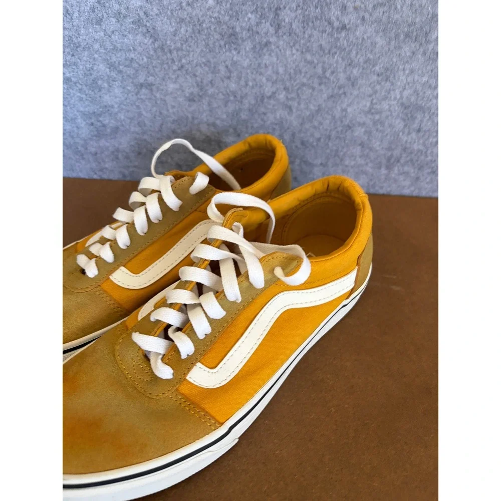 Vans Ward Low TopSneakers MustardYellow SuedeCanvas SkateShoes Men 10 Women 11.5